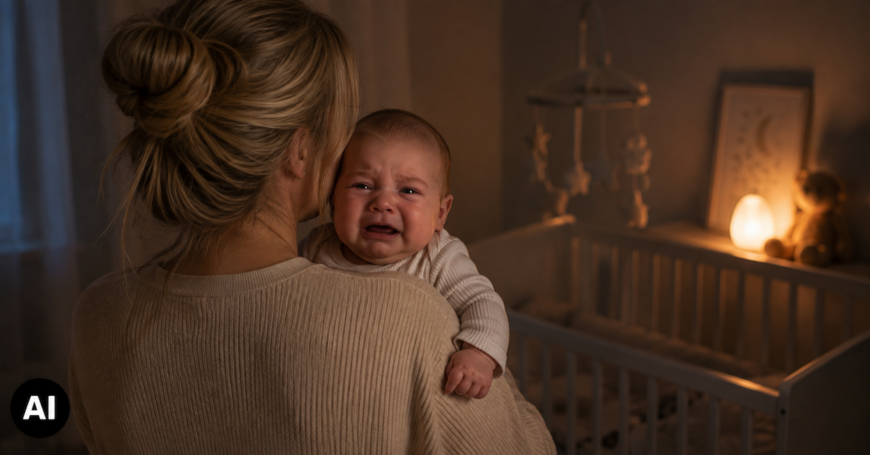 mutter tröstet baby 4 monate