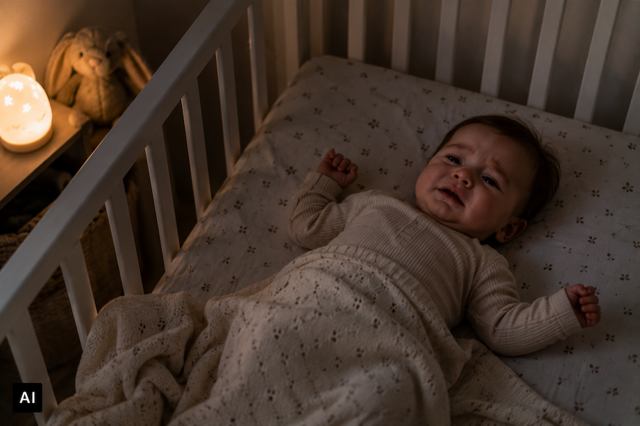 8 Monate altes Baby liegt nachts wach