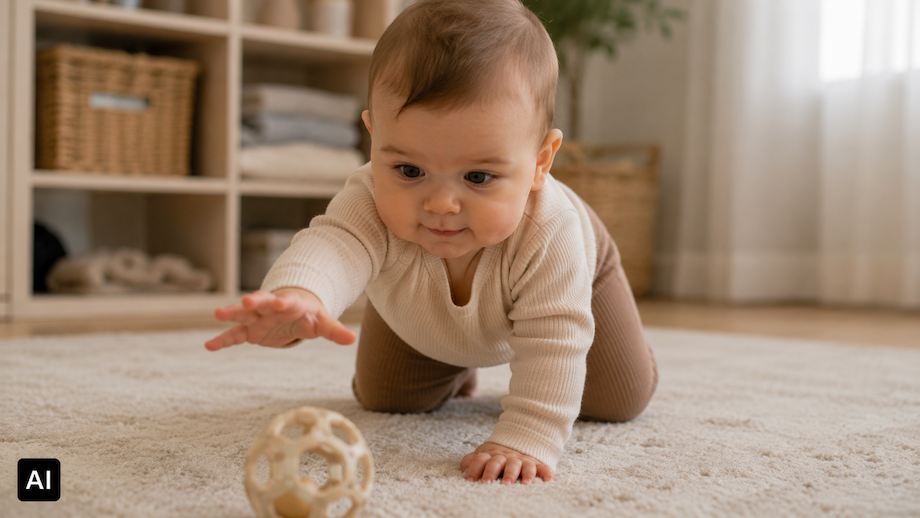 Baby lernt eine neue motorische Fähigkeit