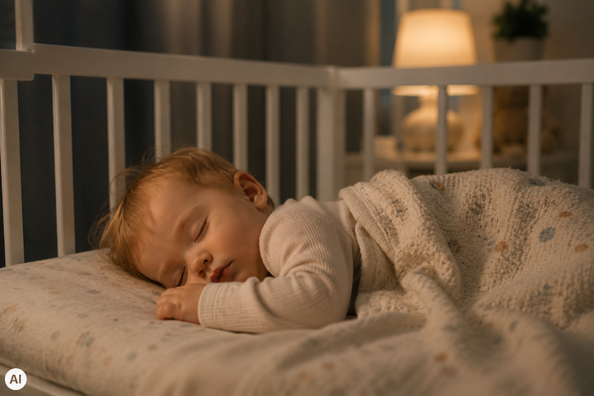 Baby schläft entspannt und früh am Abend