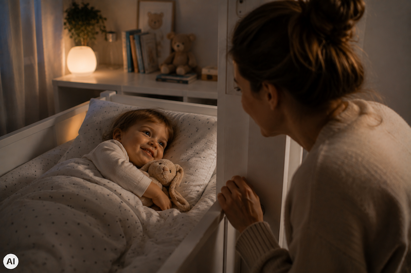 Kleinkind geht entspannt zur richtigen Zeit ins Bett